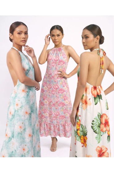 Hand Painted Rayon Halter Dress